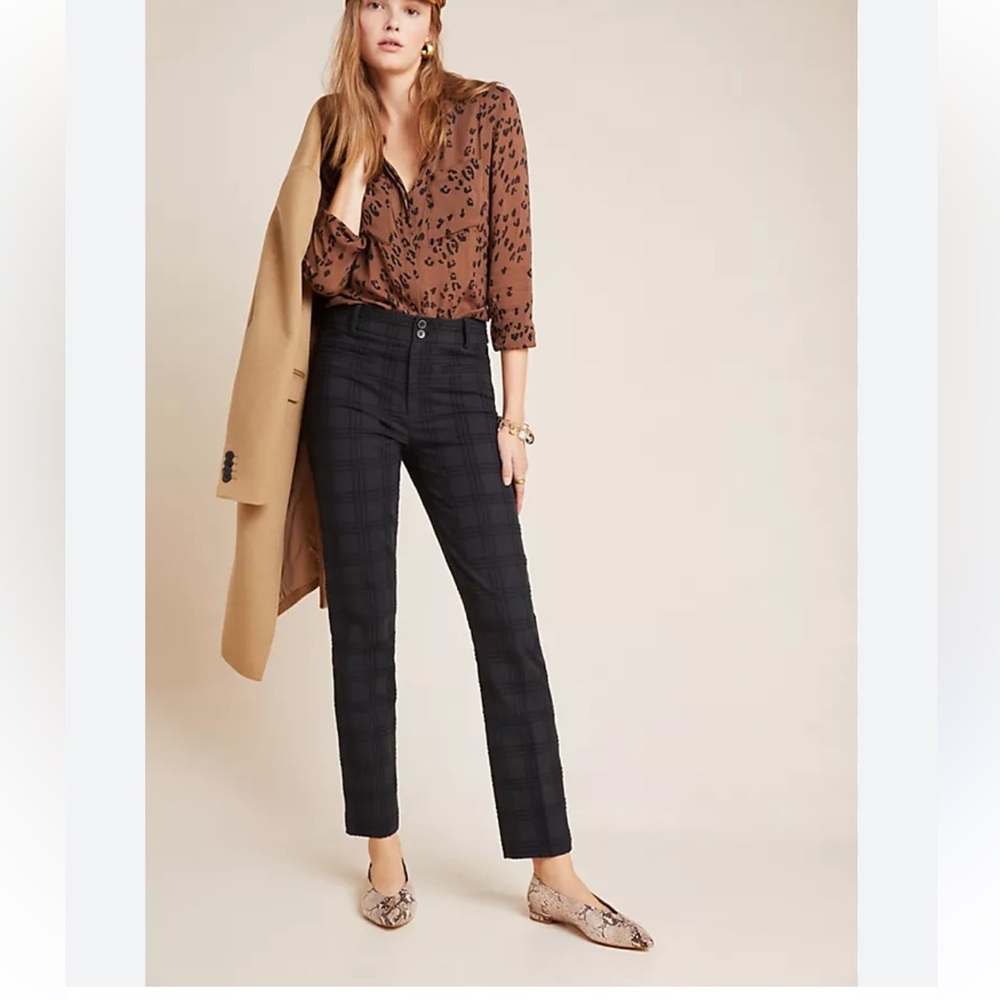 Anthropologie The Essential Slim Jacquard Trousers   Size 0